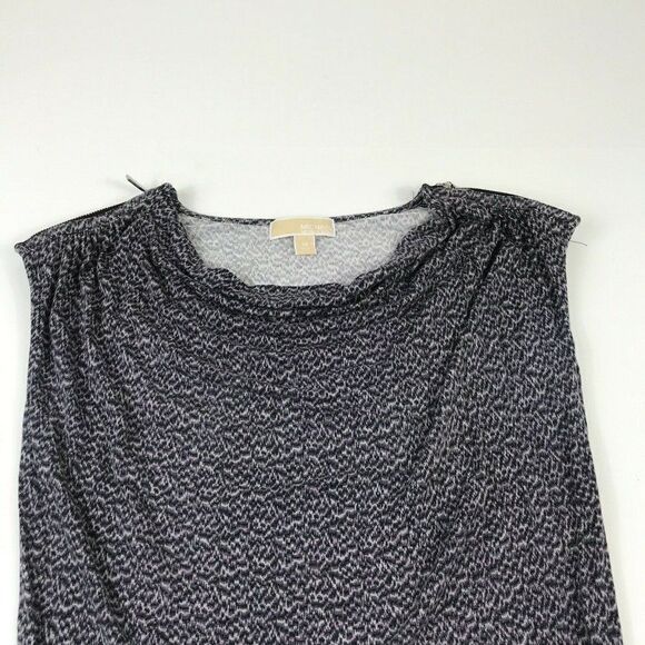 Michael Kors Womens Top Cap Short Sleeve Tank Stretch Cowl Neck Print Shirt XS - Picture 3 of 12